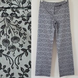 Apostrophe Stretch Womens High-waisted Silver/black floral print Pants, Size 4